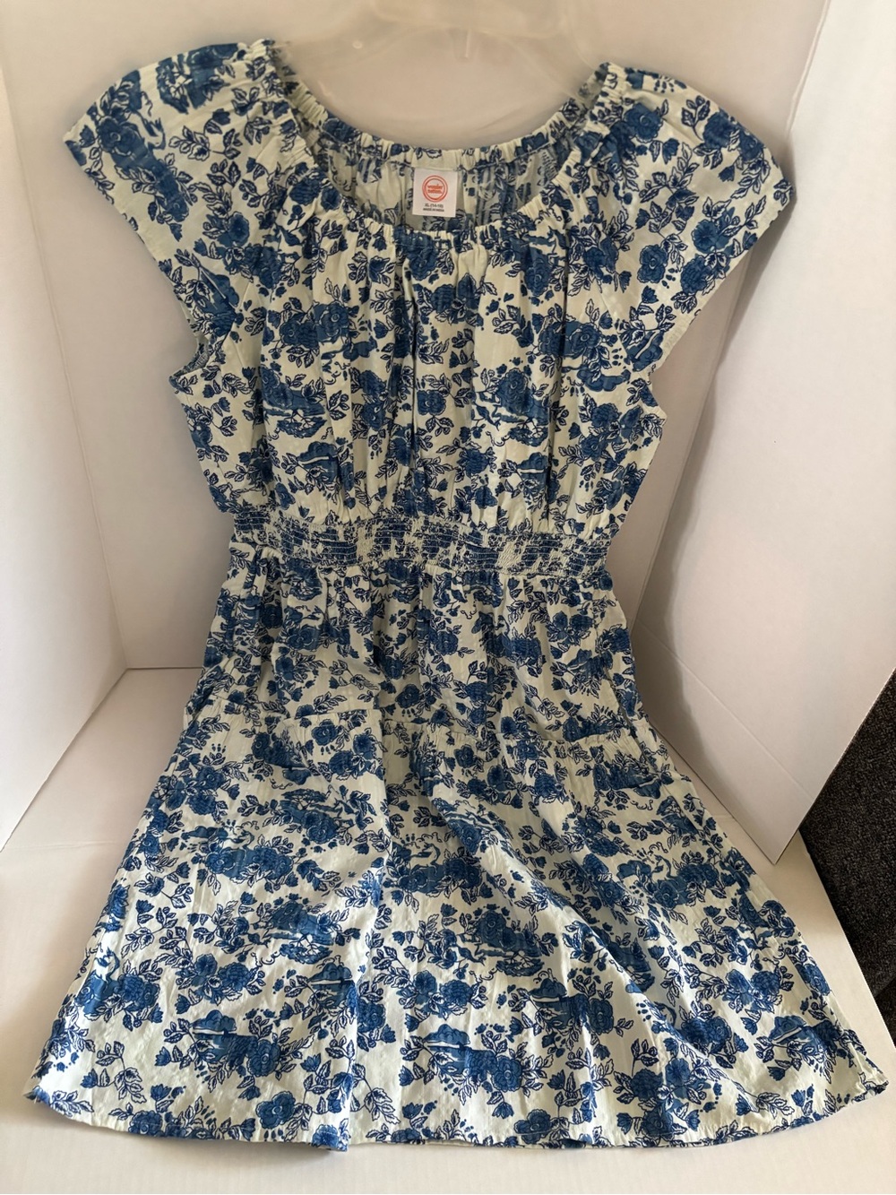 wonder nation White Dress with Blue Floral Print